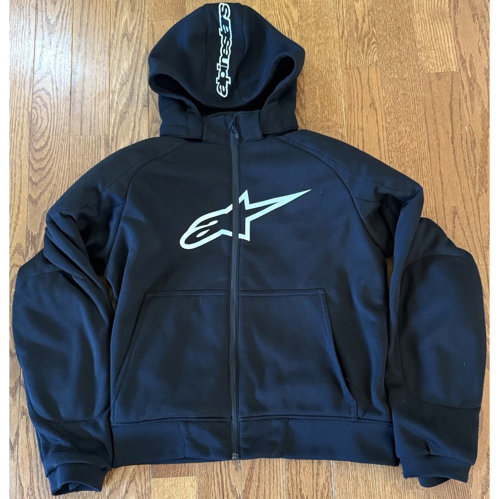 Alpinestars Rideout Chrome Sports Motorcycle Hoodie Black L Elbow Shoulder Pads